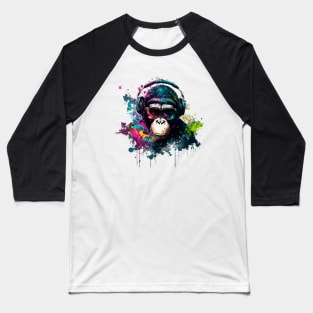 Ink Splash DJ Chimp Baseball T-Shirt